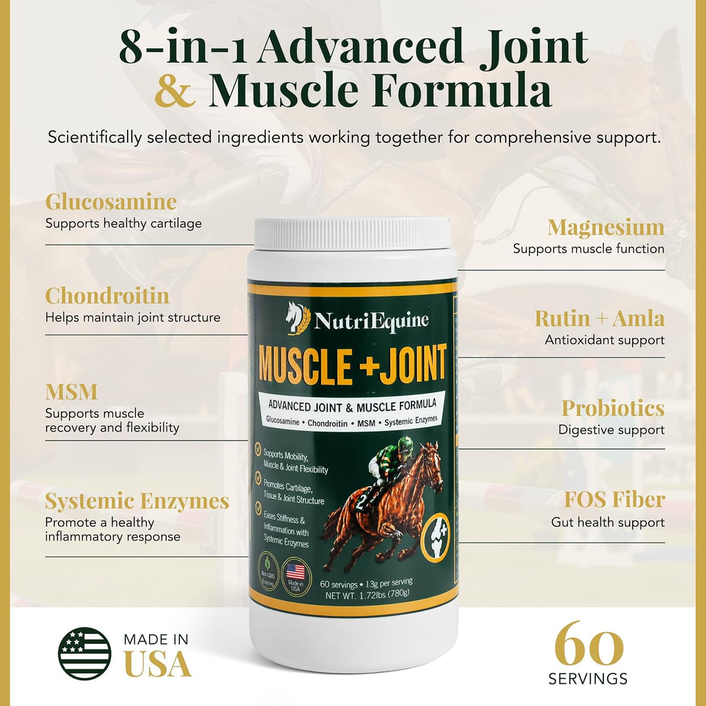 8-in-1 advanced joint and muscle formula: glucosamine, chondroitin, MSM, systemic enzymes, magnesium, rutin and amla, probiotics, FOS fiber
